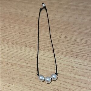 Elegant Black Cord Necklace with Pearls